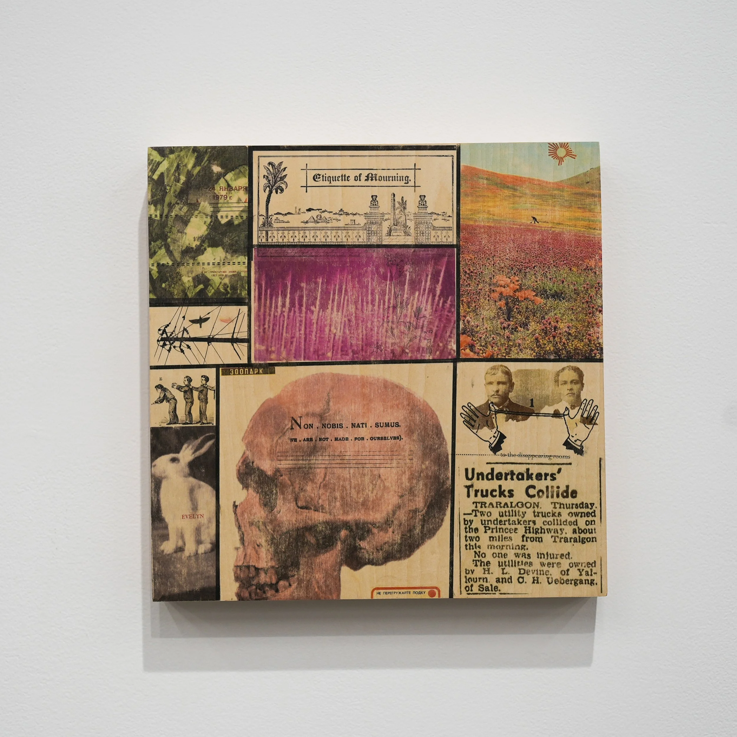 Pink Skull, 5x5", Mixed Media on Wood Panel, 2026