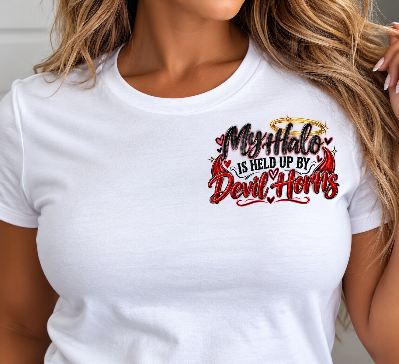Glittery Halo and Devil Horns Shirt.png