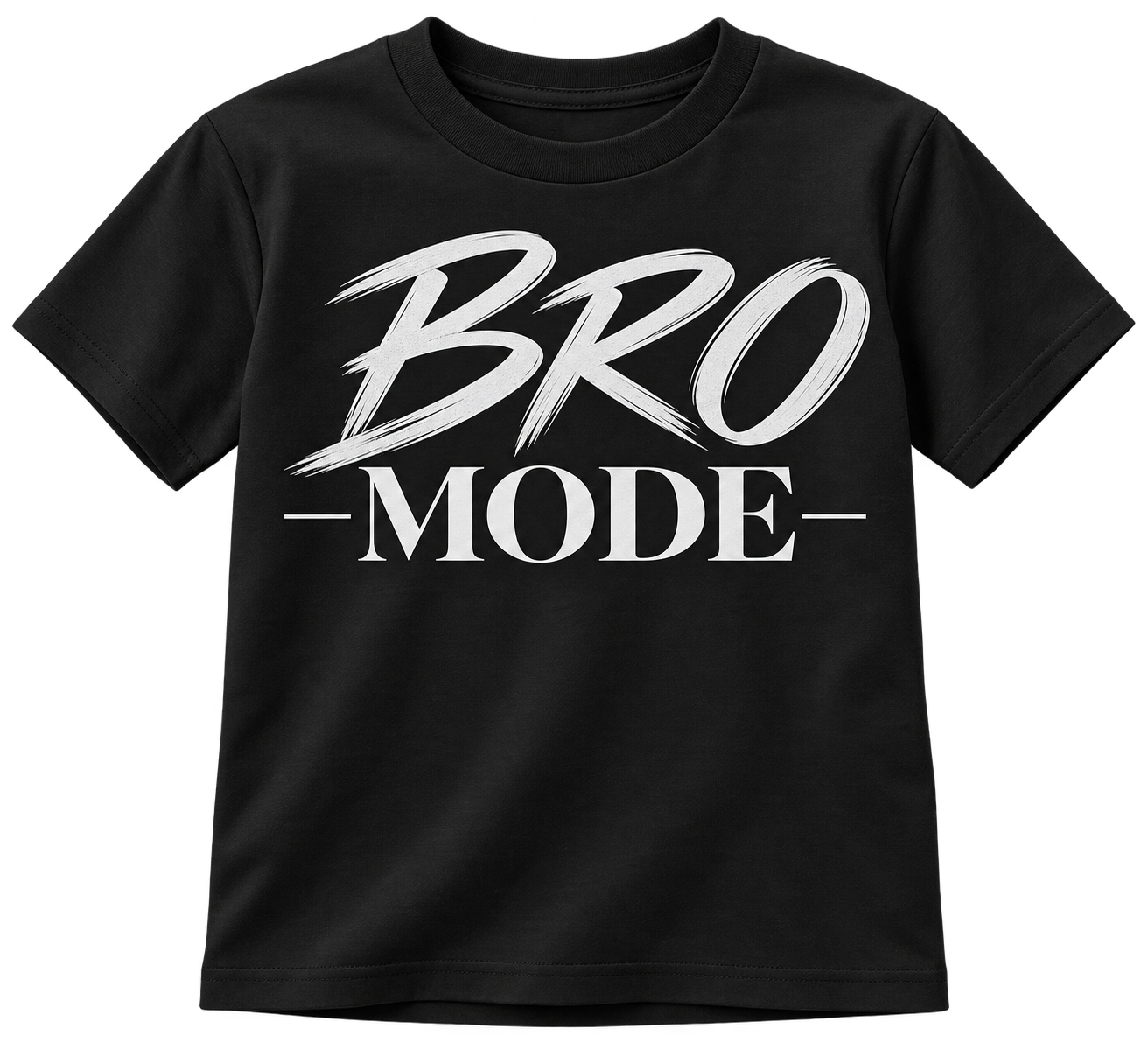 Black BRO MODE Youth T-Shirt Mockup.png