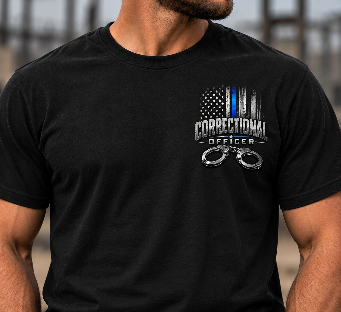Distressed Correctional Officer T-Shirt Close-Up.png