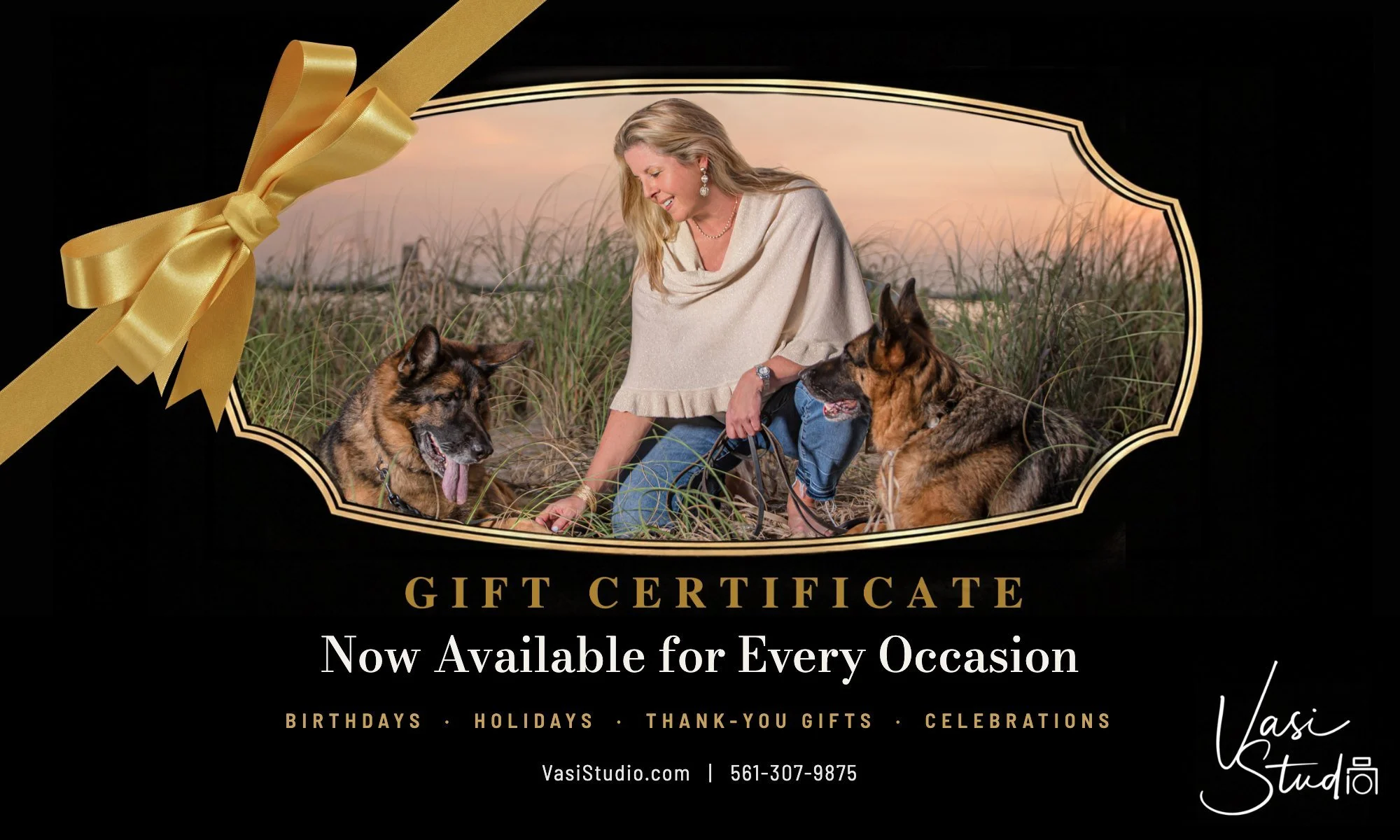Vasi Studio portrait gift certificate for birthdays, holidays, thank-you gifts and celebrations, Palm Beach Gardens photographer