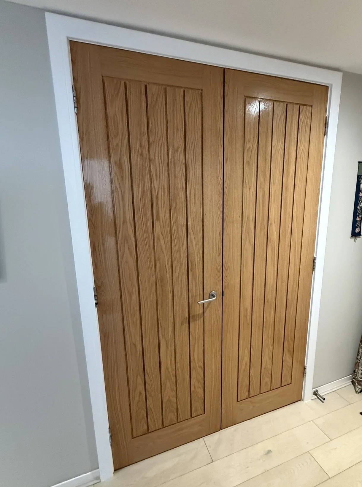 Solid oak cottage style doors, double solid oak doors installed