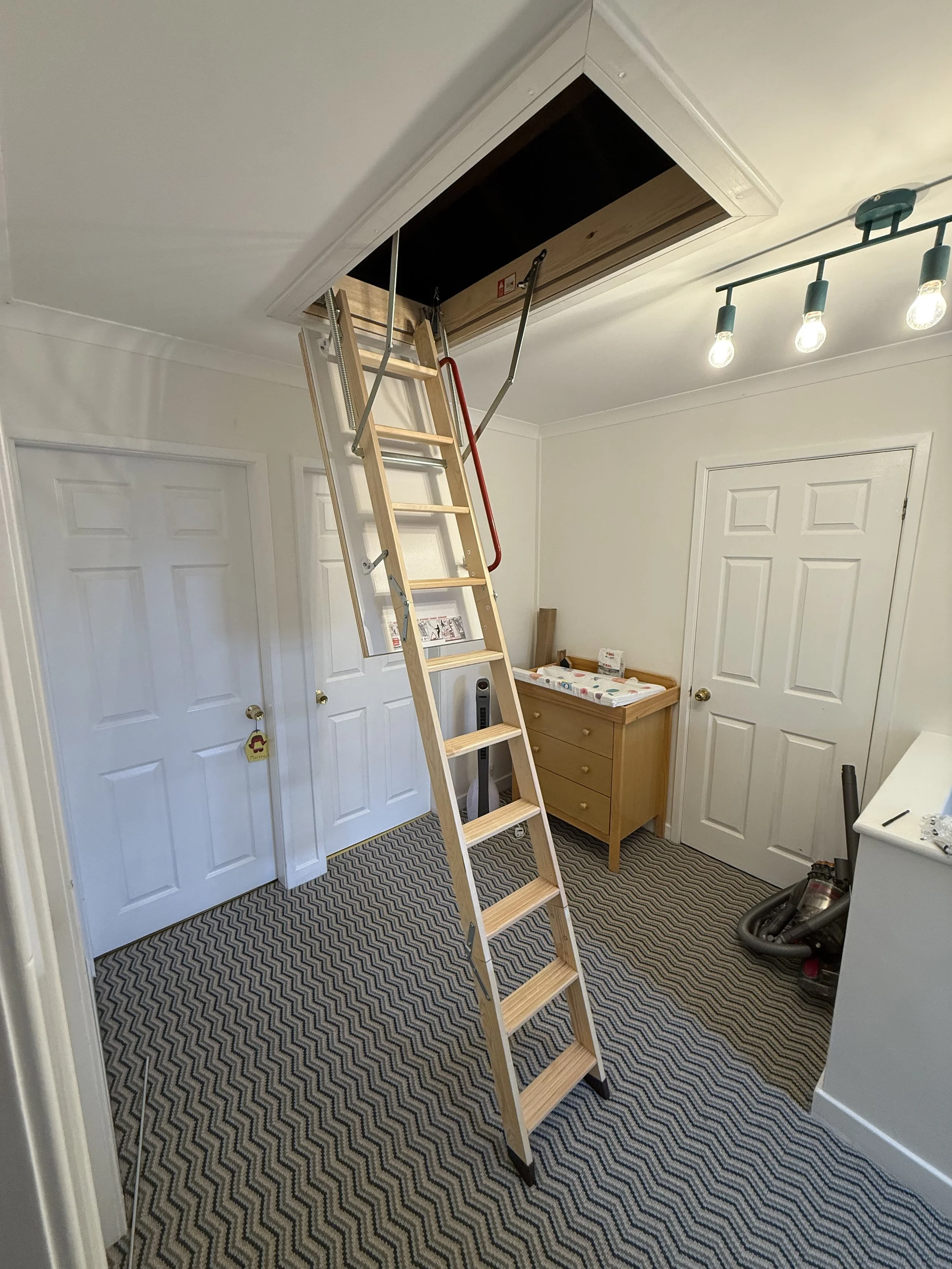 Loft ladder installation, wooden loft ladder, attic access, loft access,