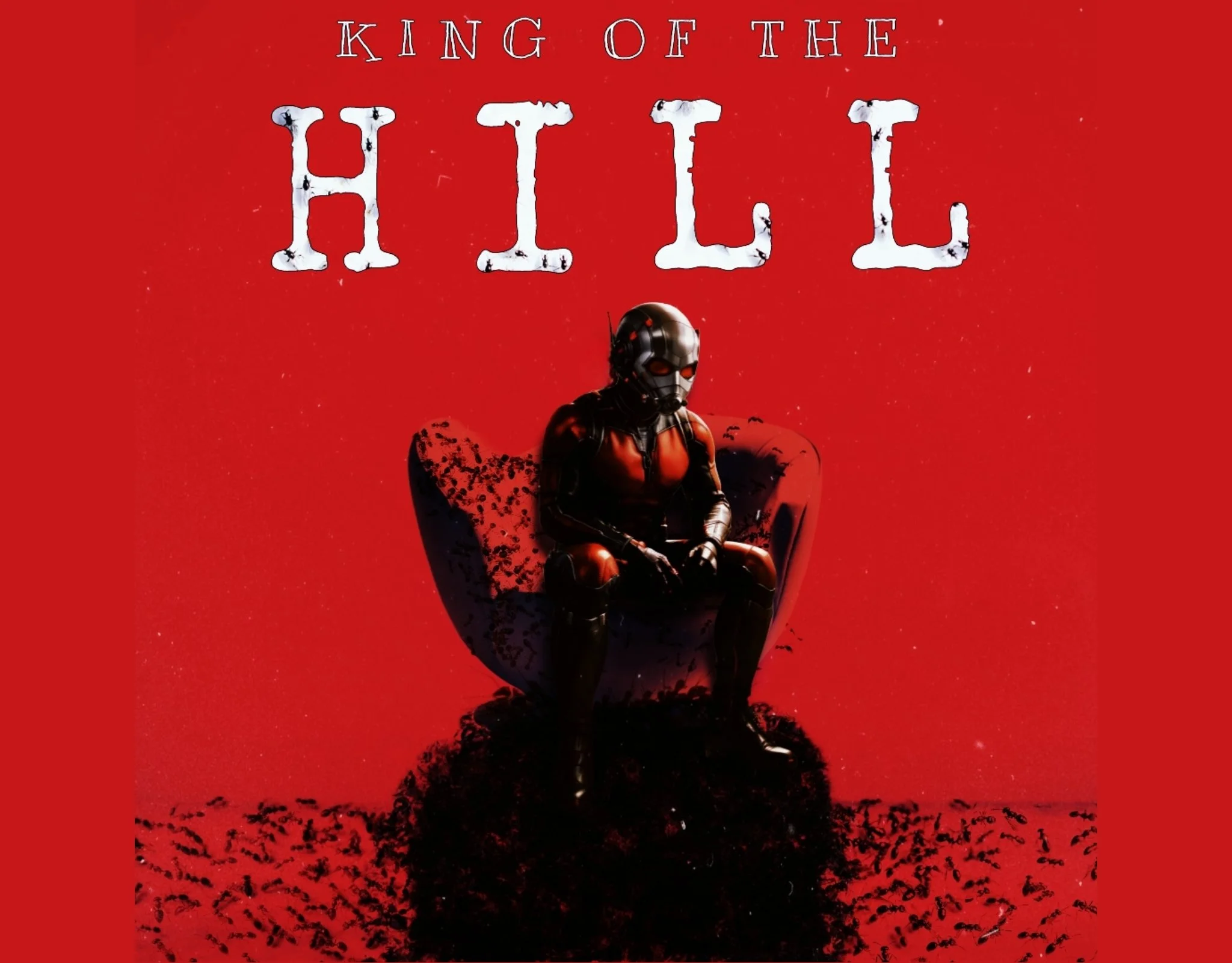 Poster for the movie 'Killing of the King of the Hill' featuring a robotic character sitting on a red and black background with the movie title at the top.
