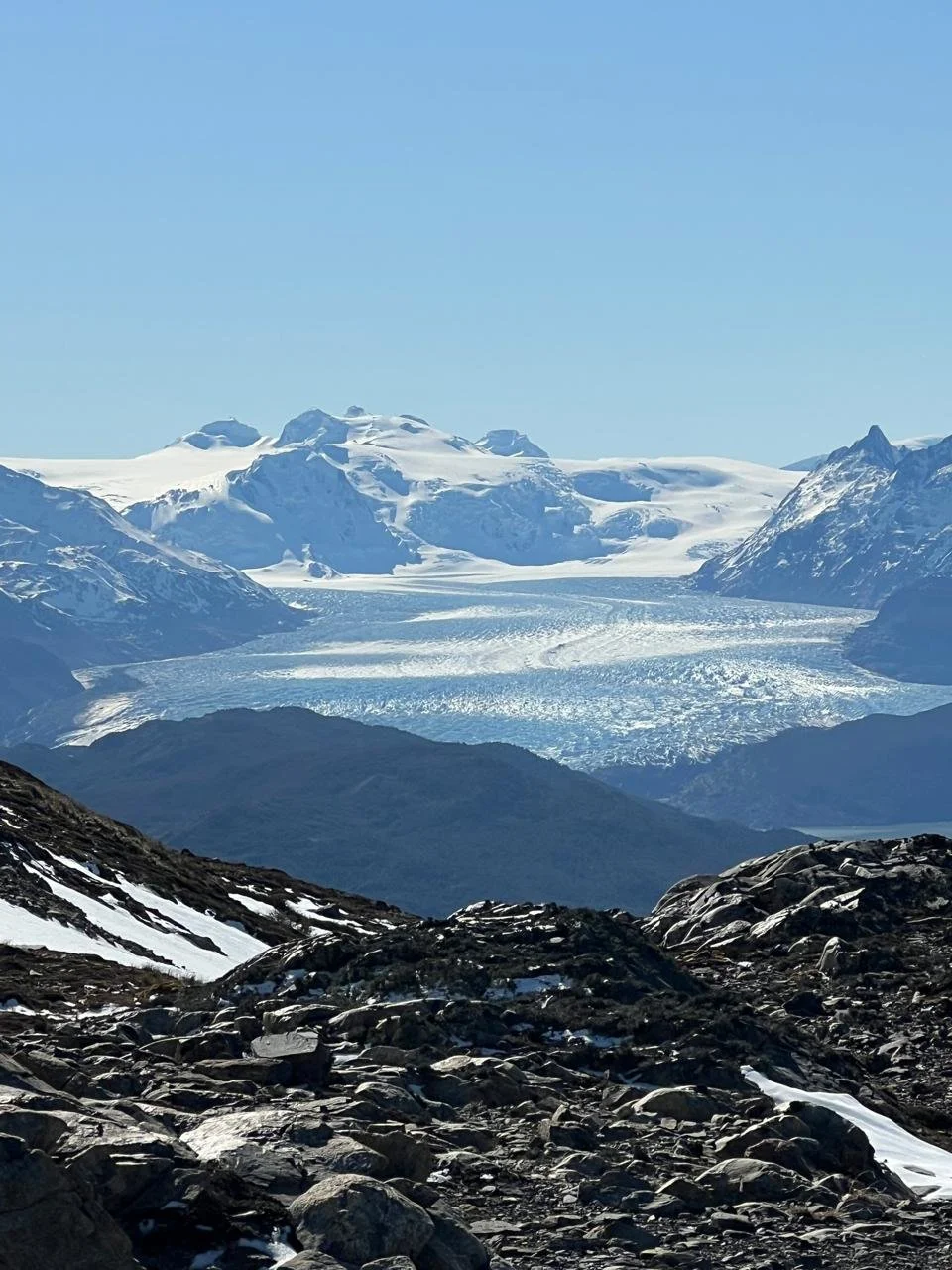 Two climbers on Mount Ferrier, on a guiding climbing trip with Paine Mountain Guides, a locally owned and operated guides company that run many different trips in Torres del Paine National Park, Patagonia