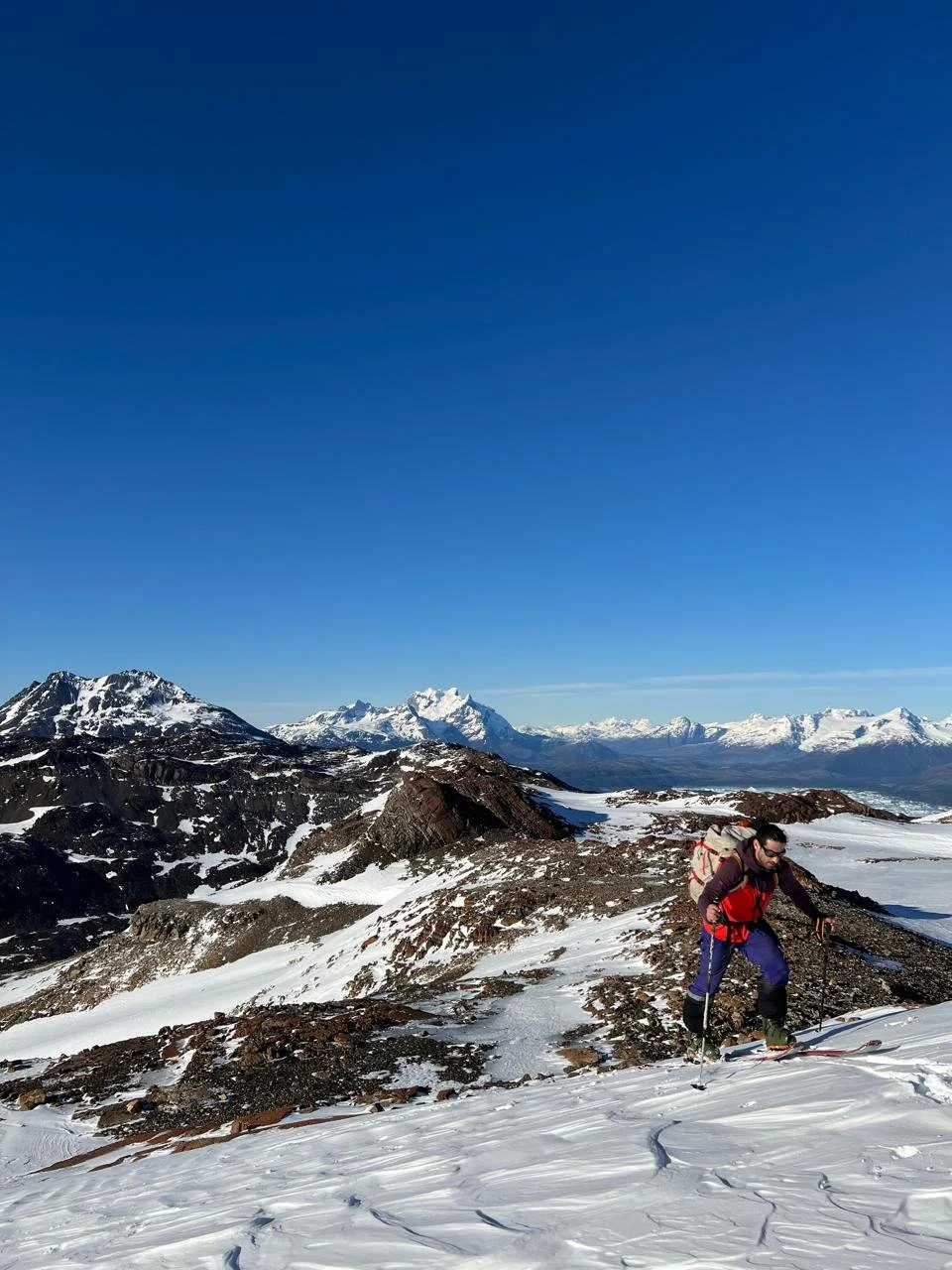 Two climbers on Mount Ferrier, on a guiding climbing trip with Paine Mountain Guides, a locally owned and operated guides company that run many different trips in Torres del Paine National Park, Patagonia