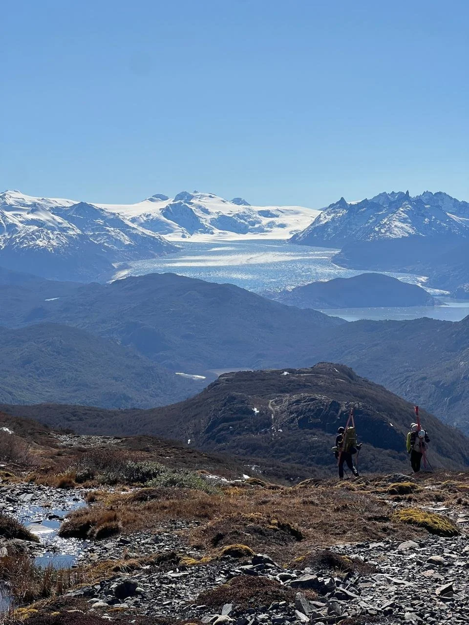Two climbers on Mount Ferrier, on a guiding climbing trip with Paine Mountain Guides, a locally owned and operated guides company that run many different trips in Torres del Paine National Park, Patagonia