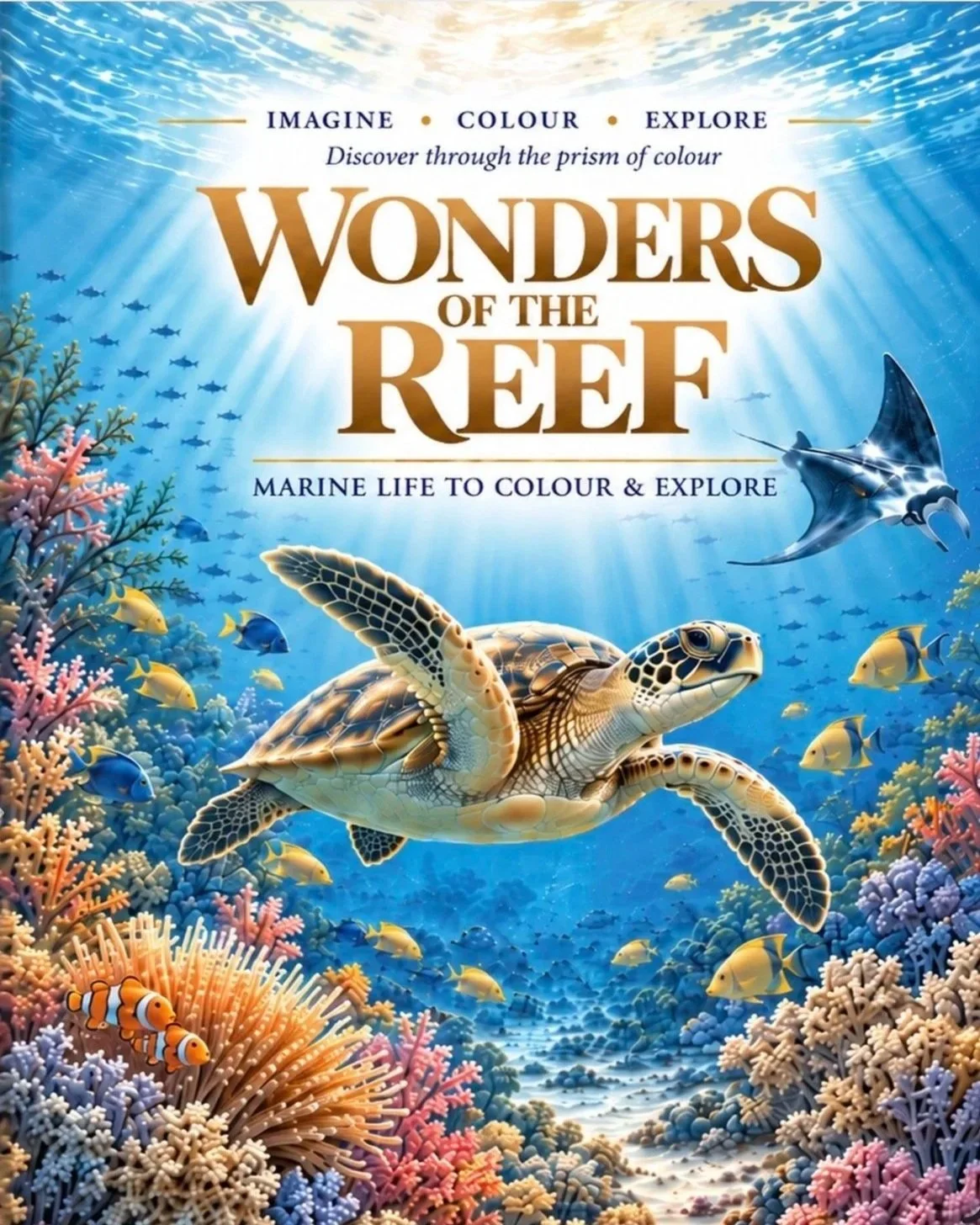 Wonders of the Reef colouring book cover