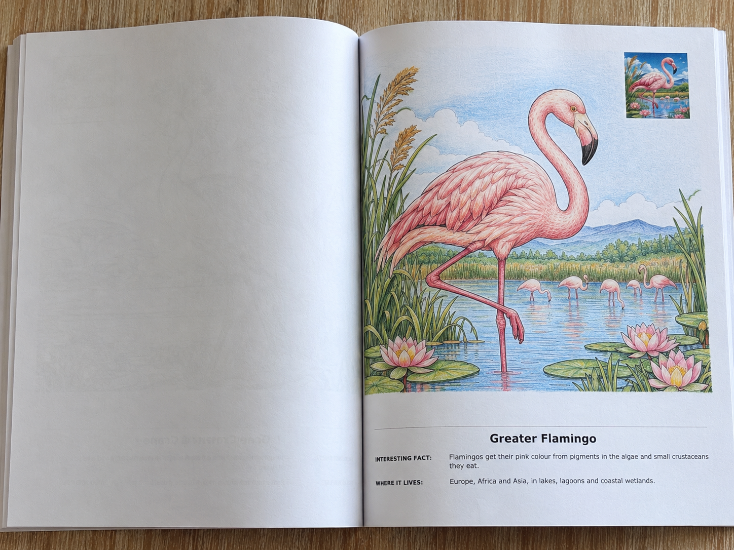 Greater Flamingo wetland colour inspiration illustration
