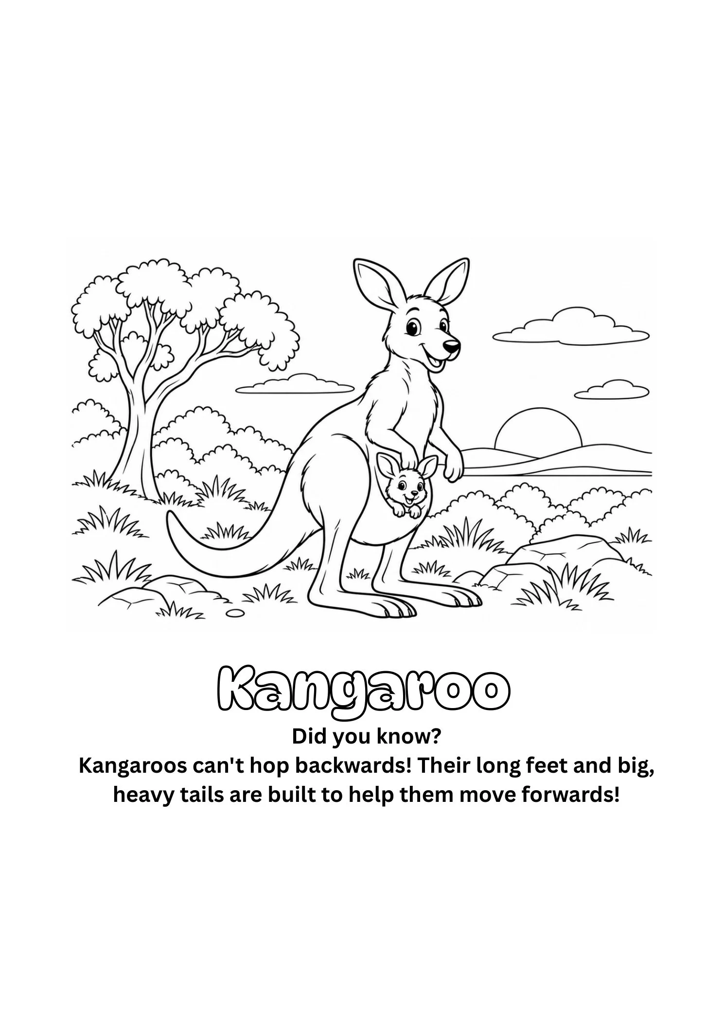 Kangaroo colouring page from Little Aussie Adventures