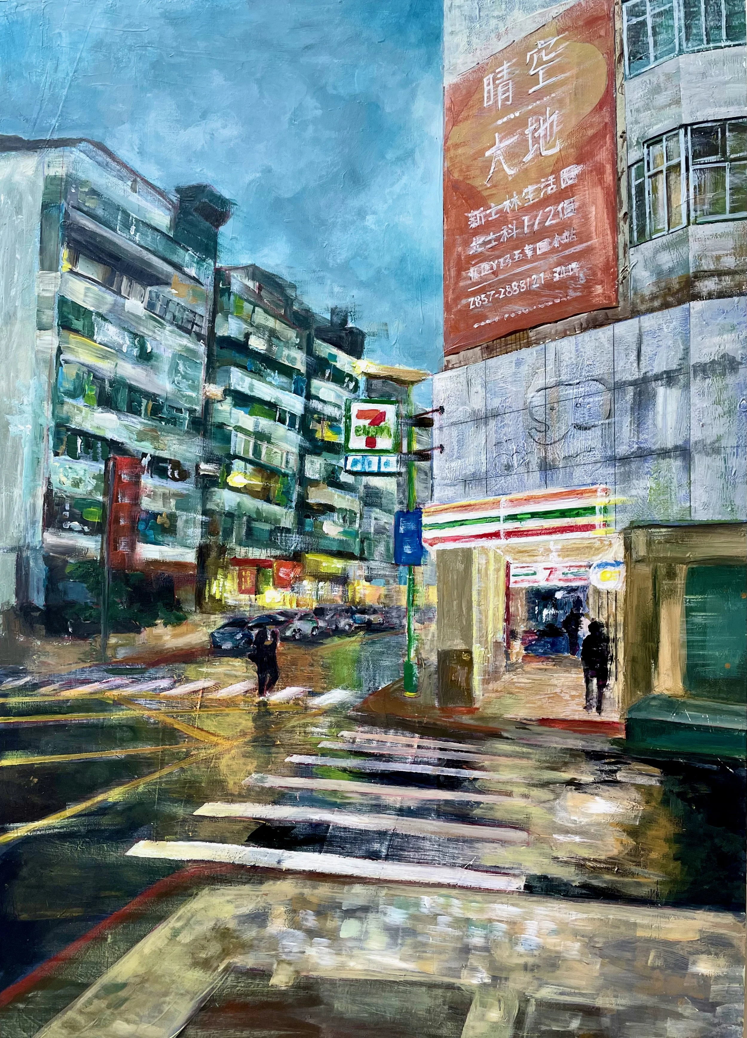    Home Street, Acrylic on Wood 16 x 12"