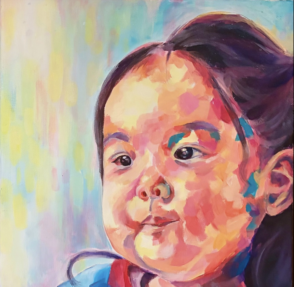 Facing the Same 2, Acrylic on Canvas 12 x 12"