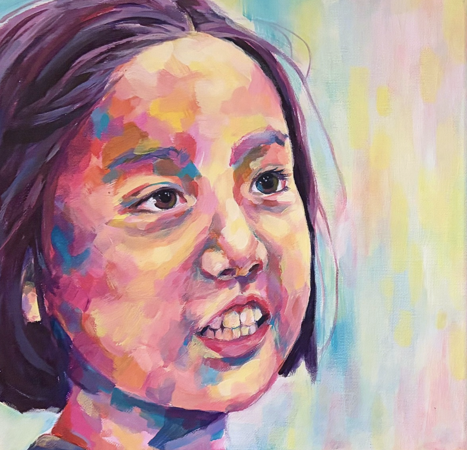 Facing the Same 1, Acrylic on Canvas 12 x 12"