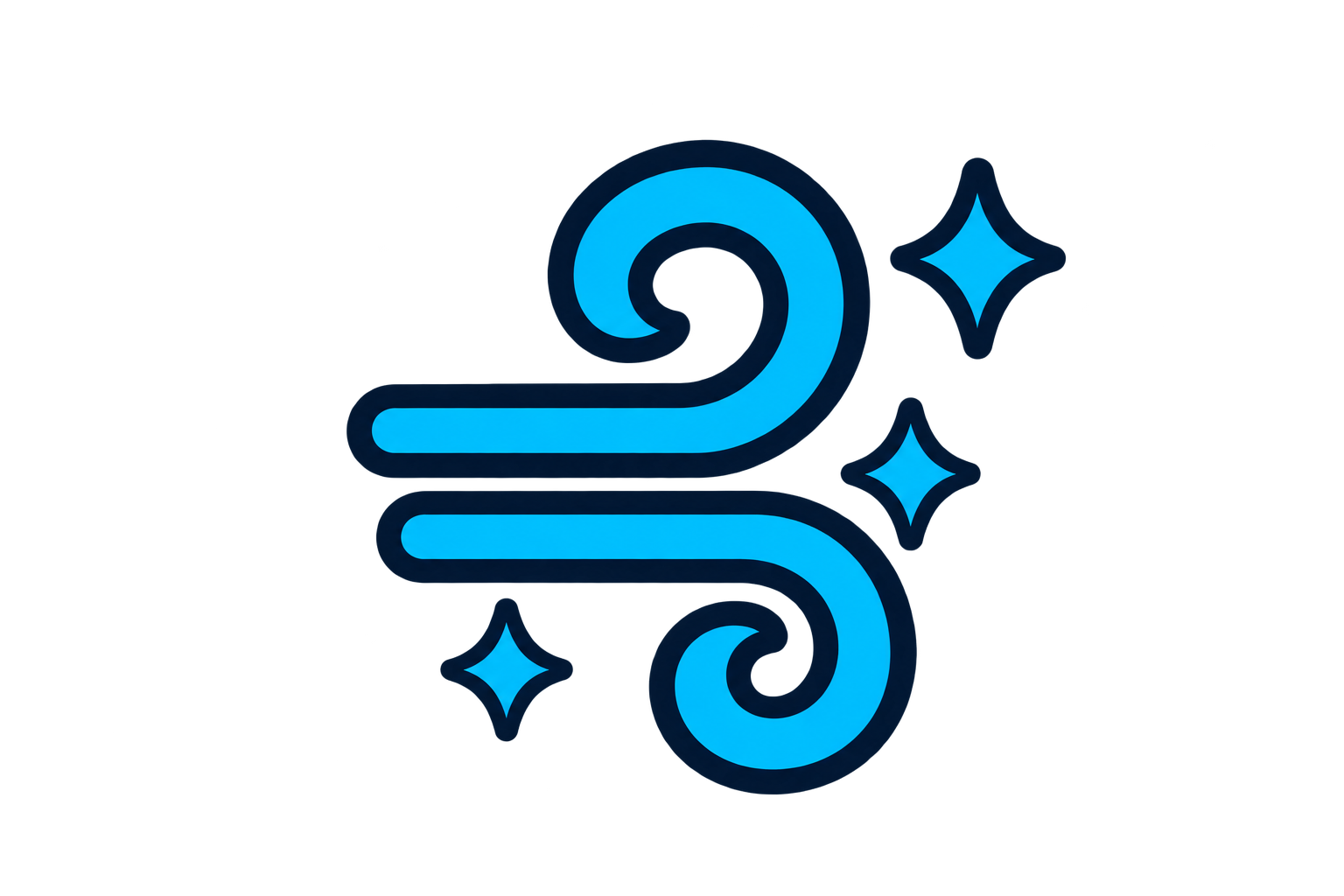 Neon blue number 9 with swirling decorative lines and star-shaped accents on a black background.