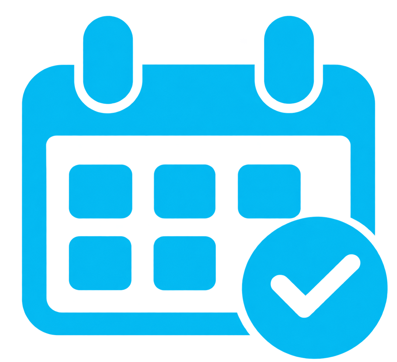 Icon representing scheduling or calendar management with a checkmark indicating approval or completion.