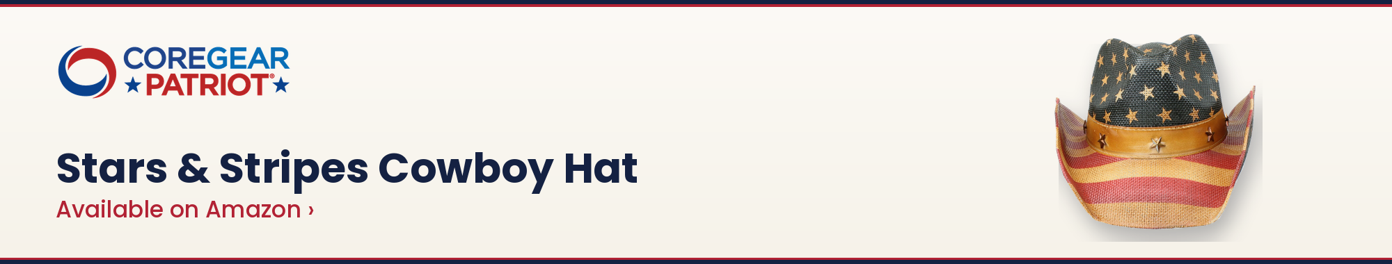 CoreGear Patriot Stars & Stripes tea-stained American flag cowboy hat