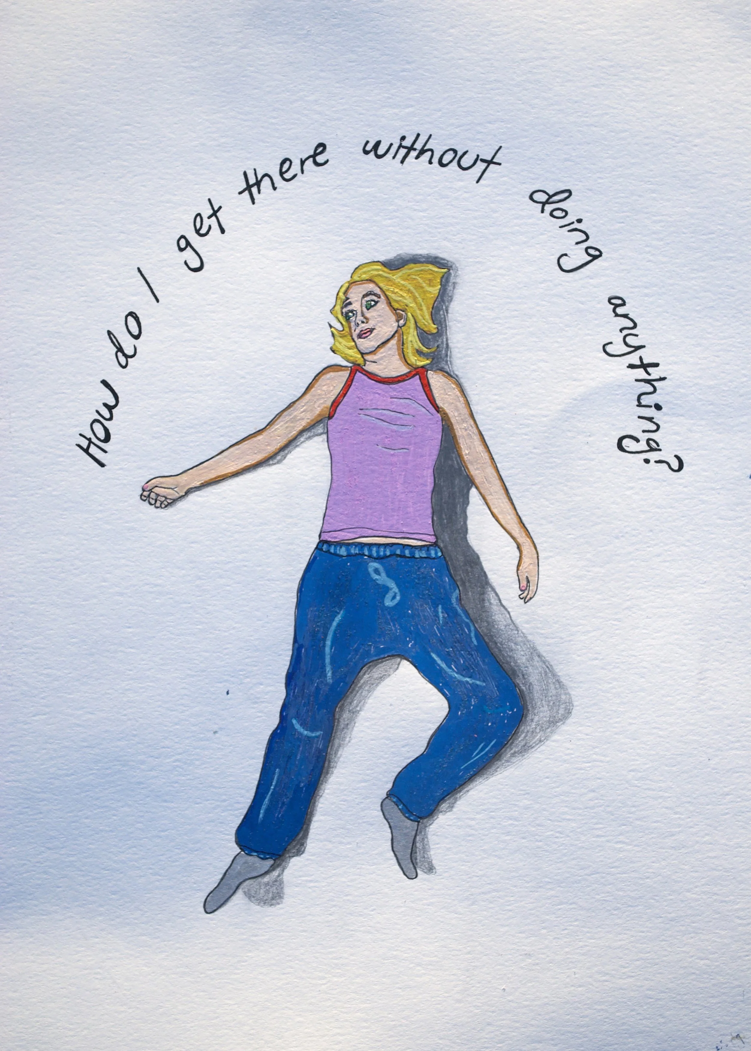How Do I Get There Without Doing Anything?, acrylic on paper, 11" x 14", 2021