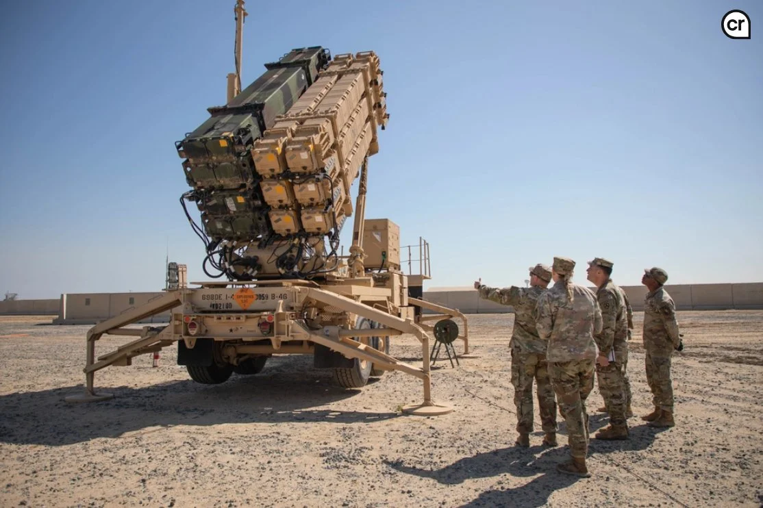 U.S. soldiers inspecting a Patriot air-defense system in the Central Command region.