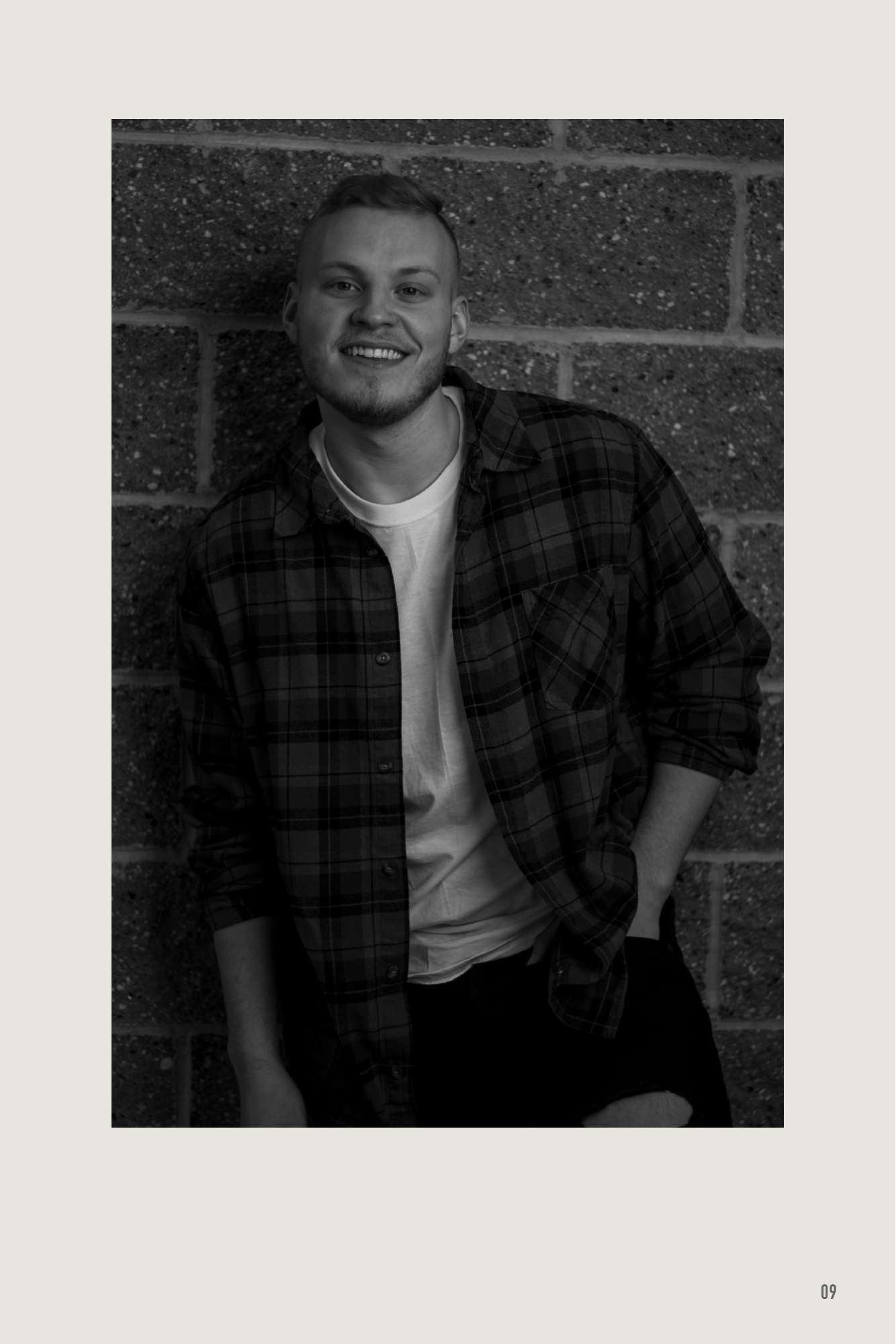 Presence, page 9. A relaxed smile warms the outdoor portrait.