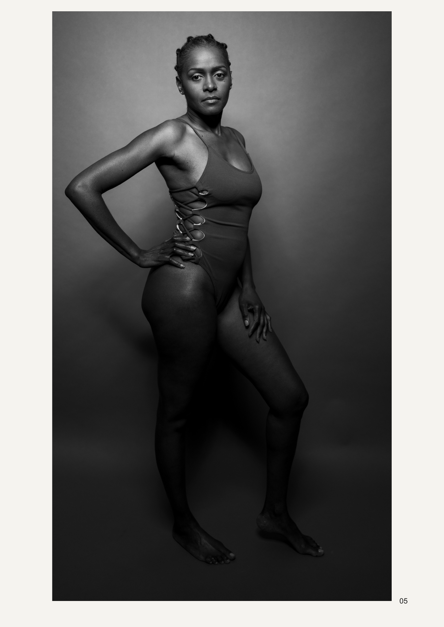 The Provocateur, page 5. A full-length portrait holds her assured stance.