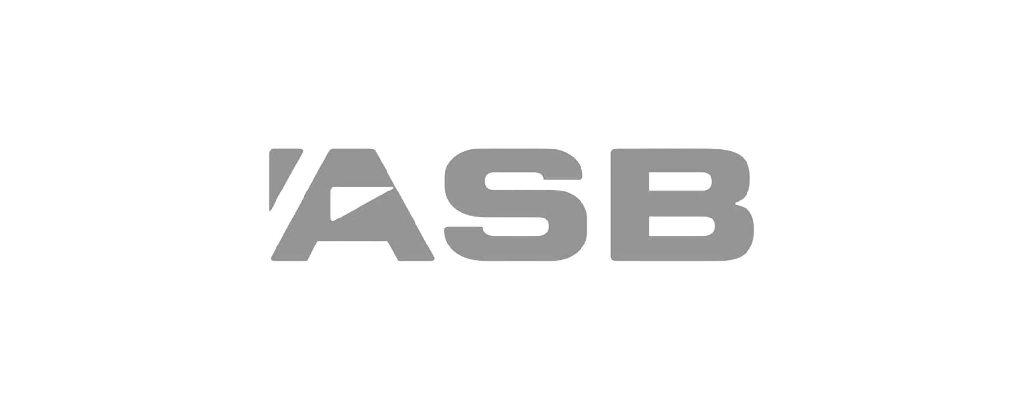 ASB logo. Grey on a white background.