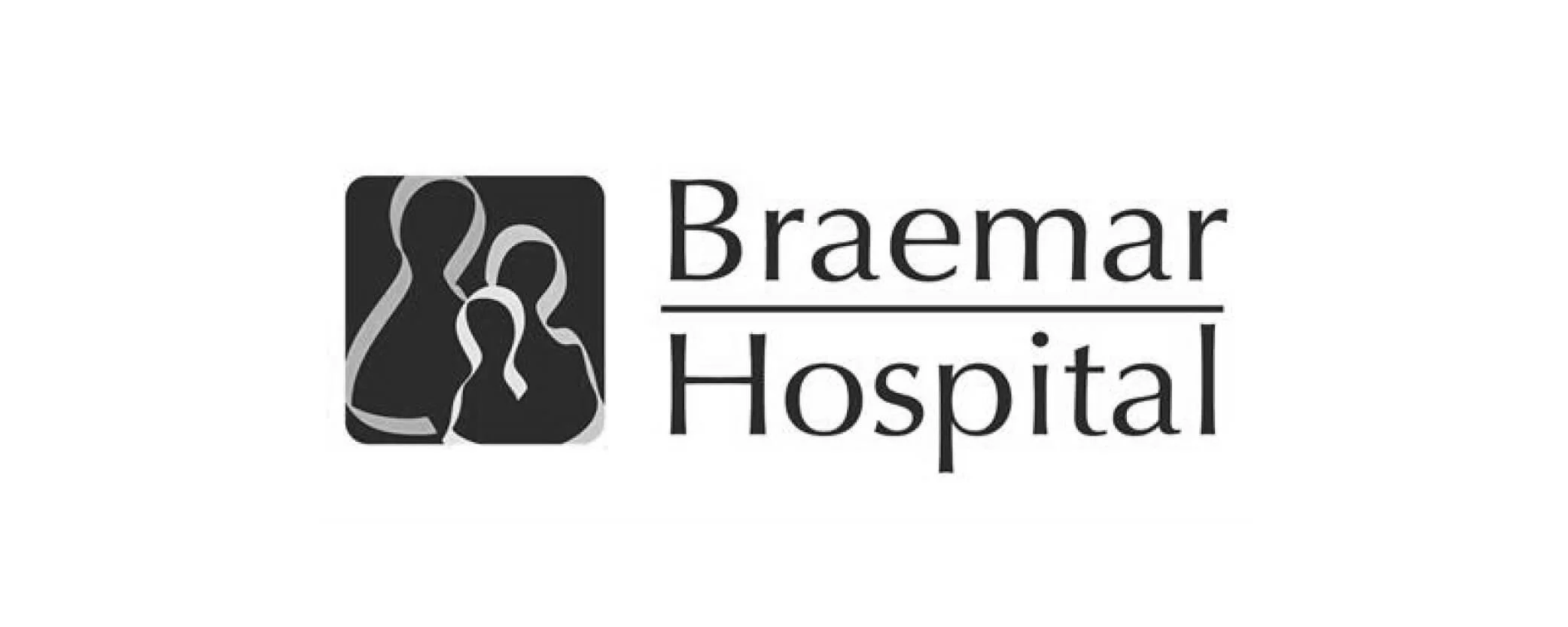 Logo of Braemar Hospital featuring stylized silhouettes of people and the hospital name in black text.