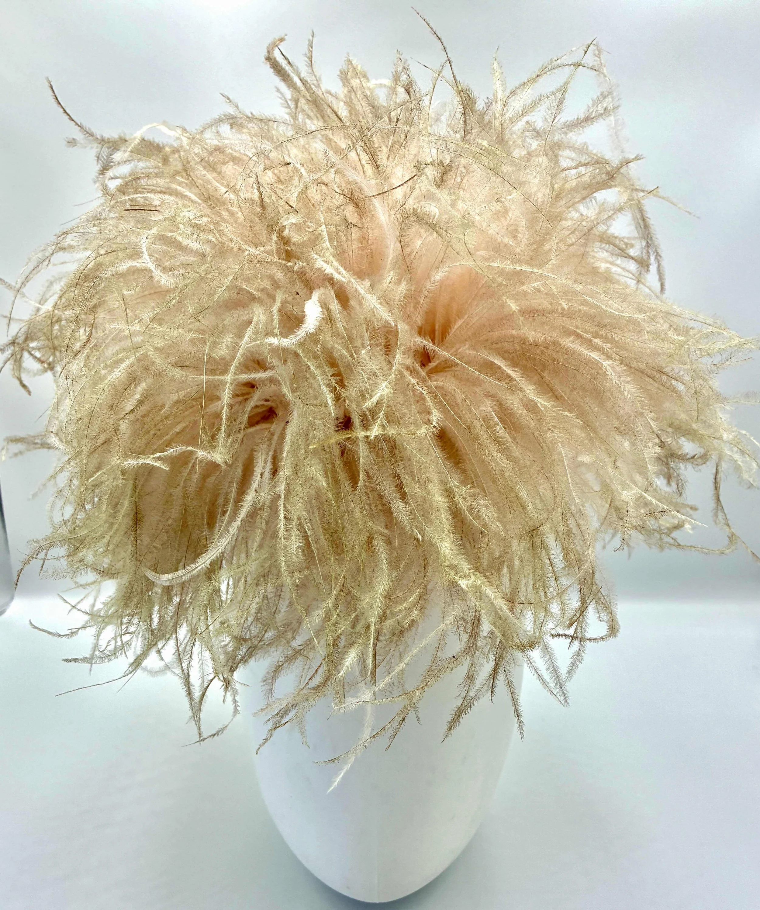 Blush Pink and Rose Gold Ombre Ostrich Feather Boa Mop Top