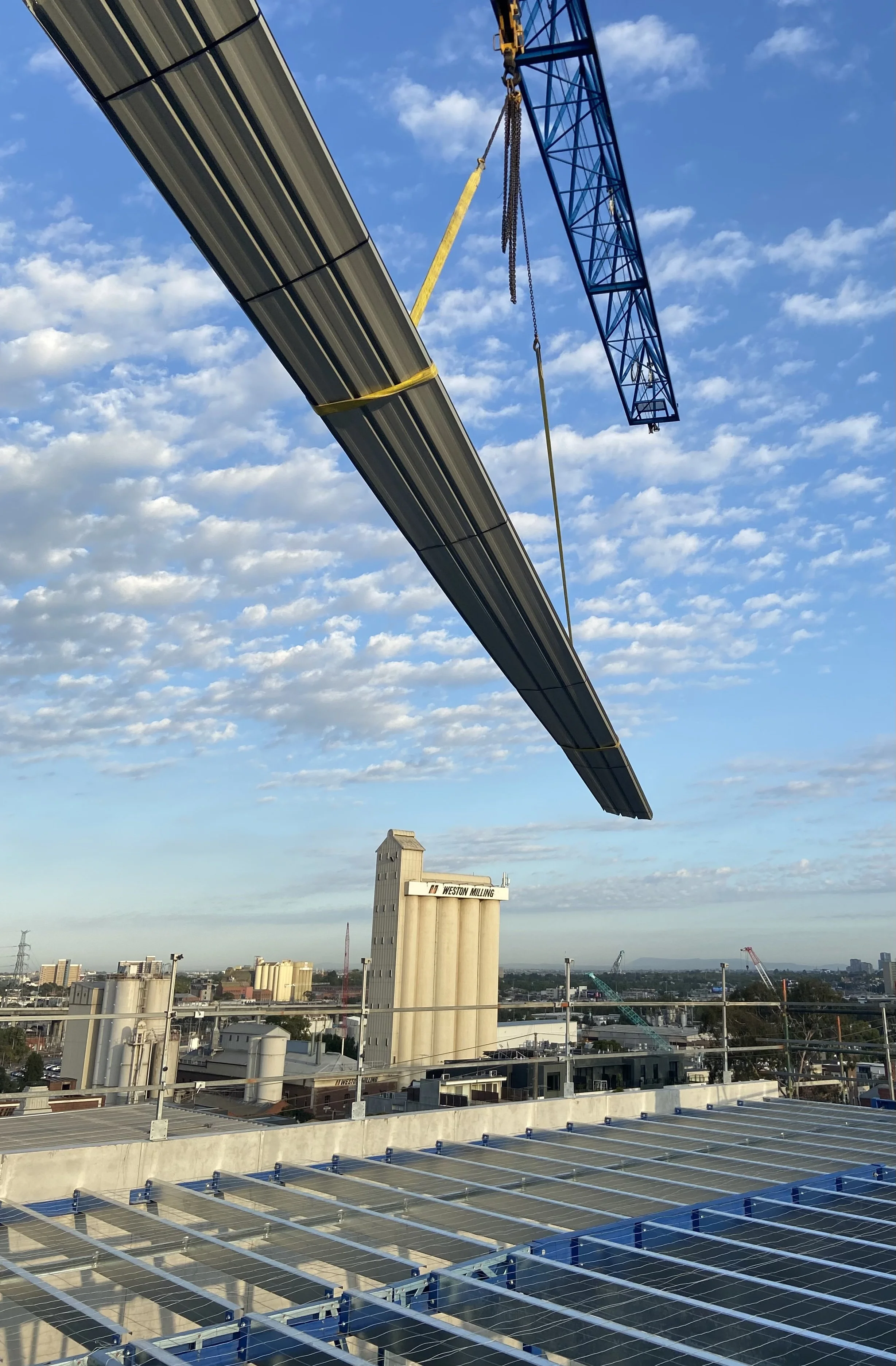 Crane up roof sheets