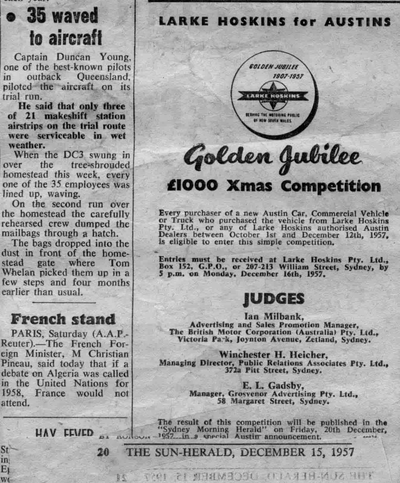 Newspaper article on Blue's mail run