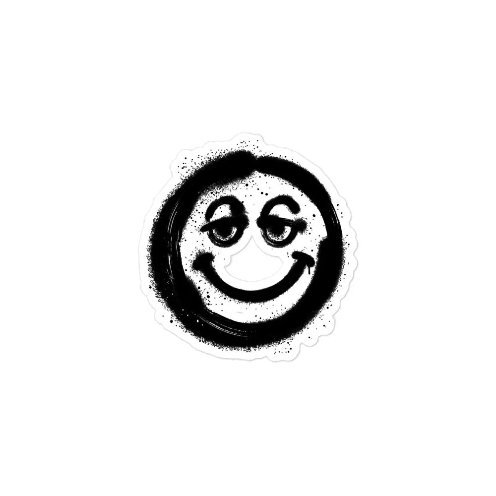 STREET SMILE sticker with a spray-paint style smiling face