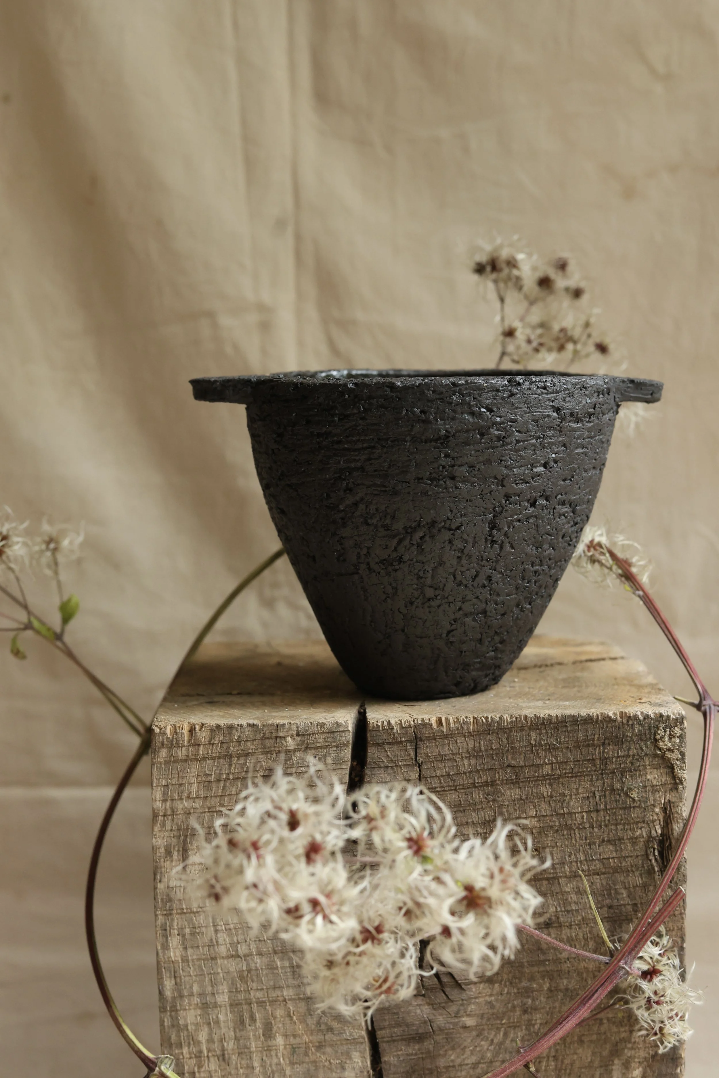 Stoneware pot with handles