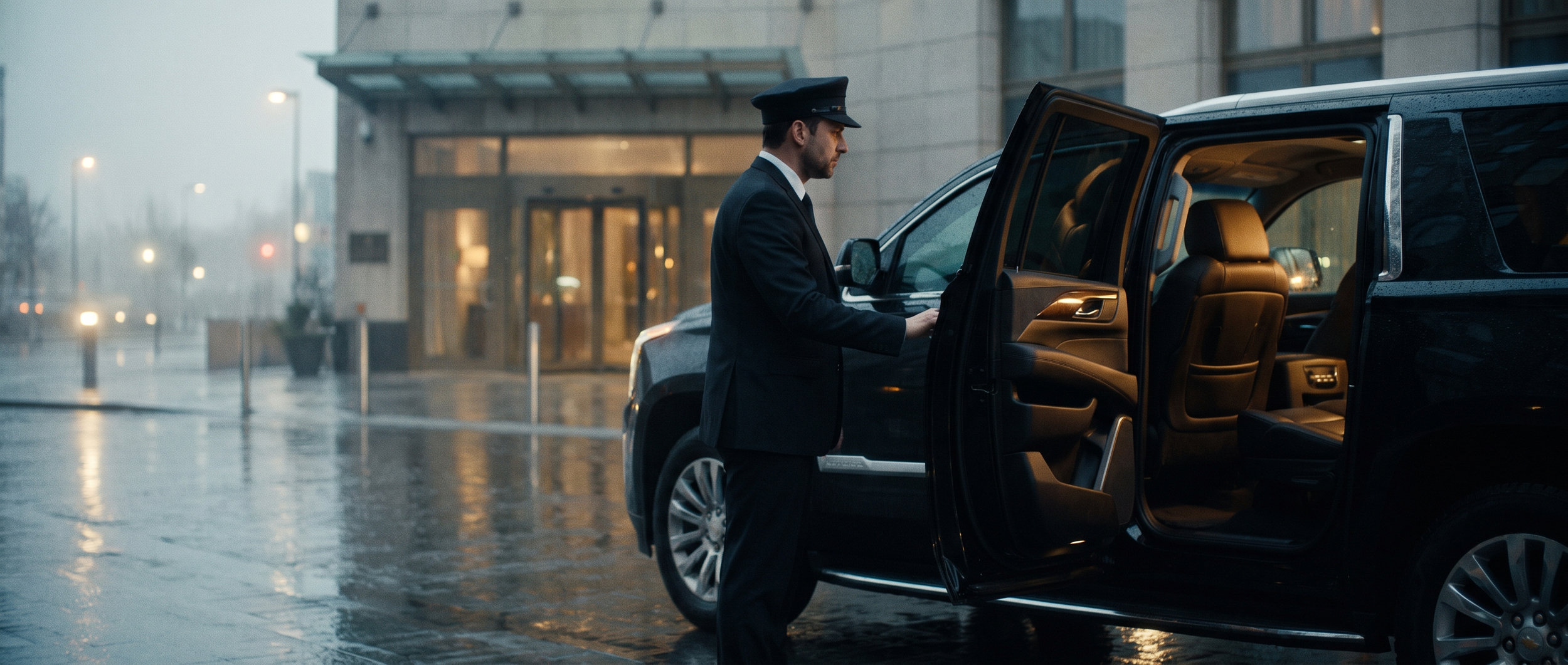 Capitol Blackline chauffeur opening the car door for a guest in Washington DC