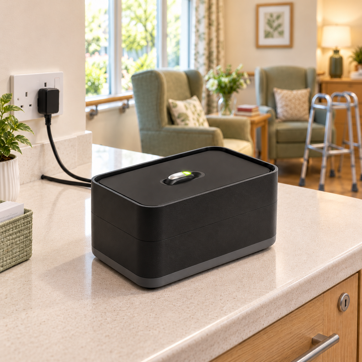 Authentic NudgeBox on a Care-Home Worktop.png