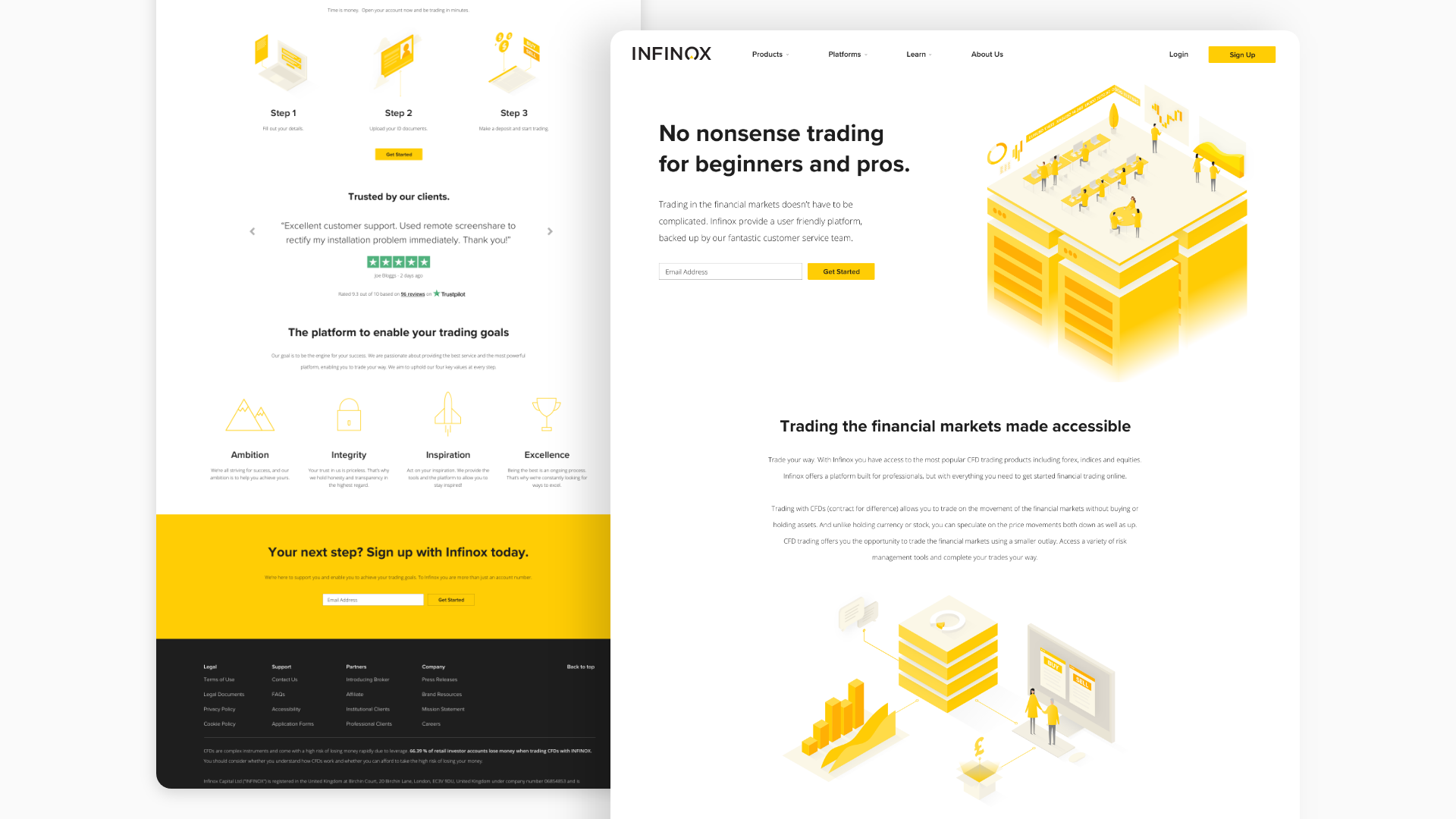 Infinox landing page.