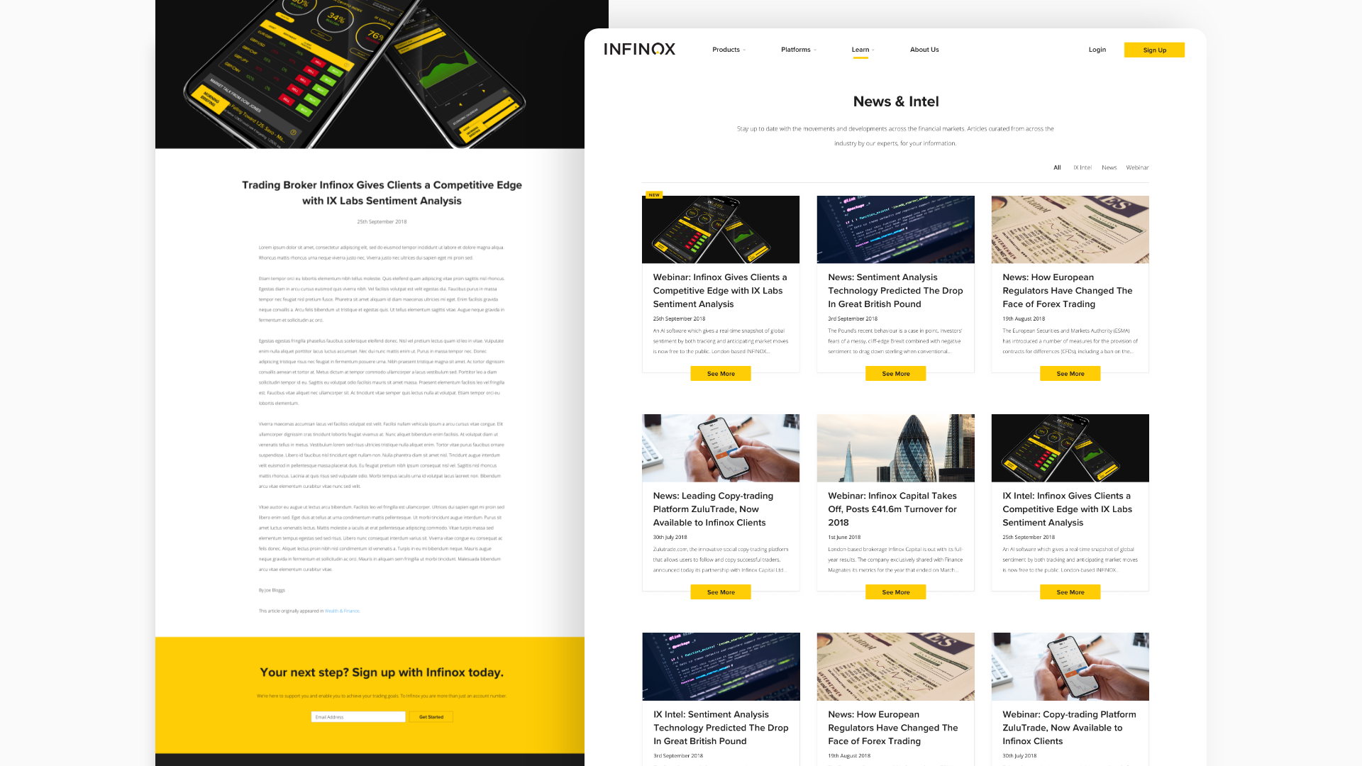News &amp; Intel page and full news article page.