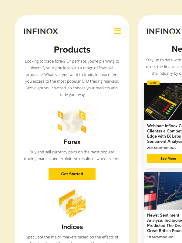 Mobile products page