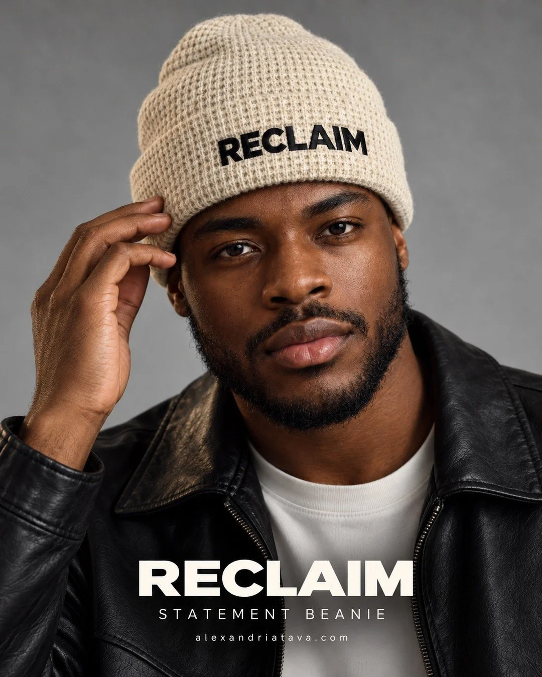 #RECLAIM &mdash; Statement Beanie 🤍 

A finishing touch. A personal declaration.

Cream waffle knit meets bold black embroidery, with a double-layer construction for warmth and a fold-over cuff to wear your way.

Trust yourself. Move with integrity.