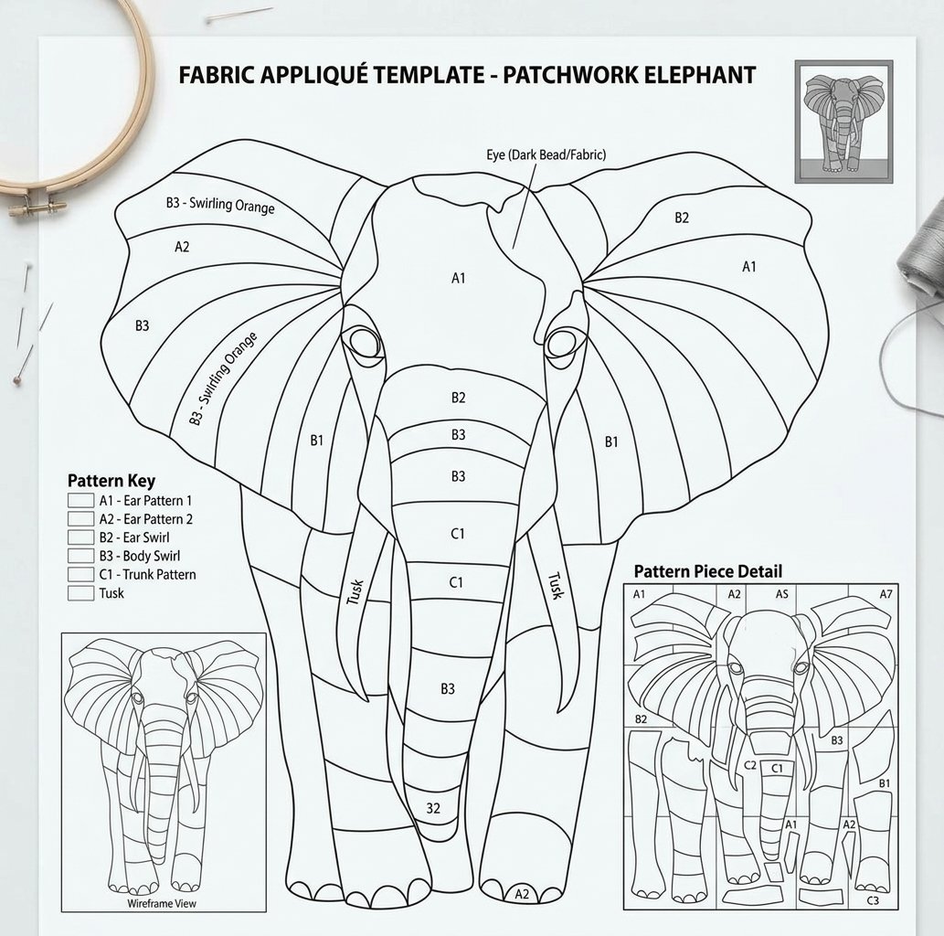 Elephant Fabric Mosaic Kit