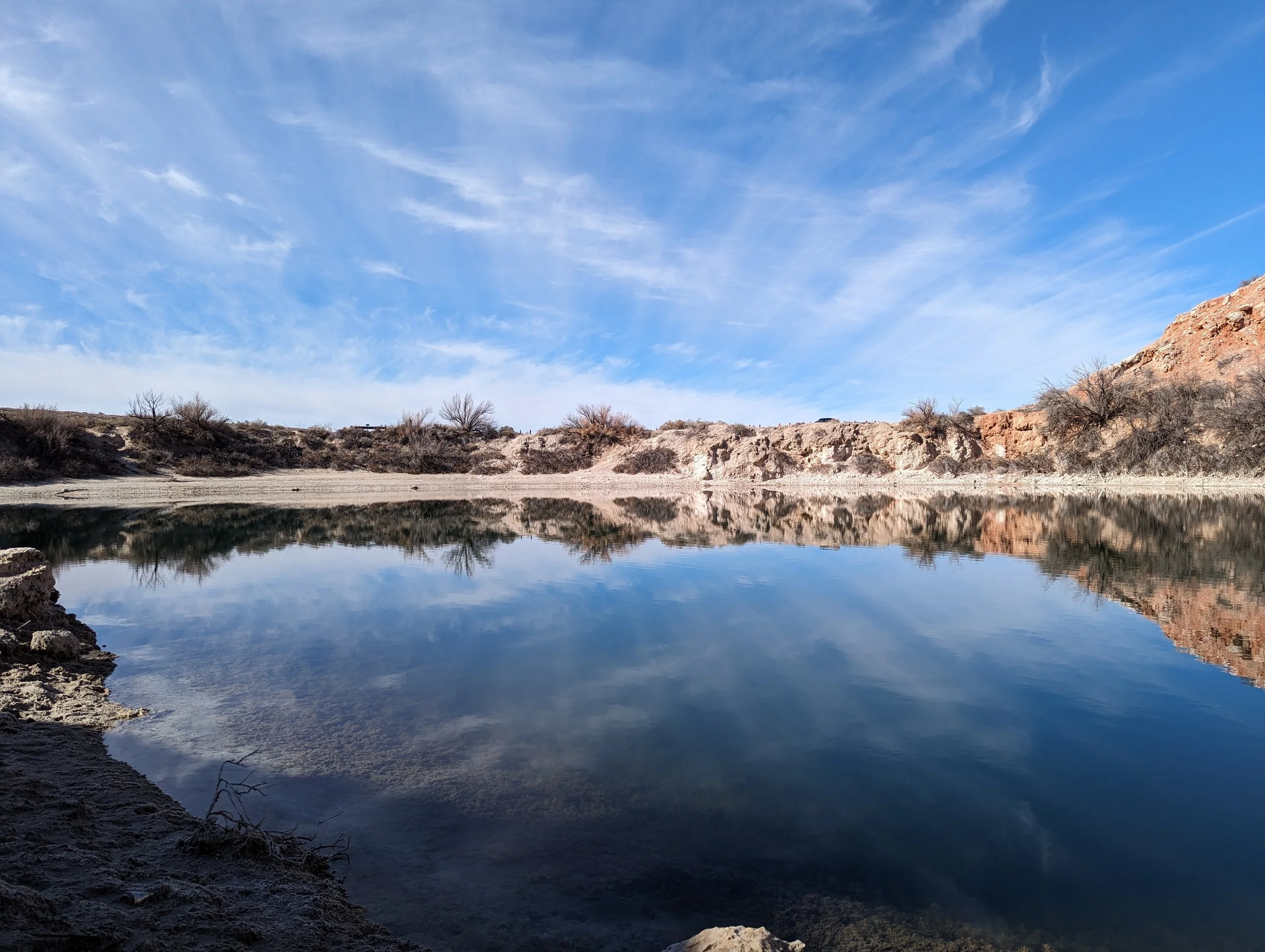 Bottomless Lakes 1 (2023). New Mexico, Bottomless Lakes State Park. The water reflecting the clouds.