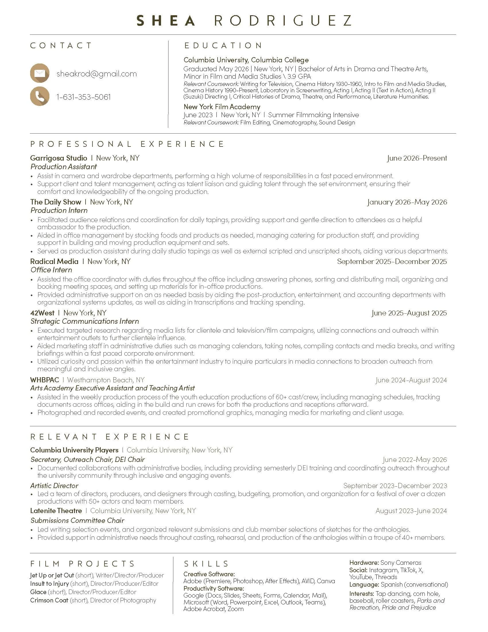 Production/Administration Resume