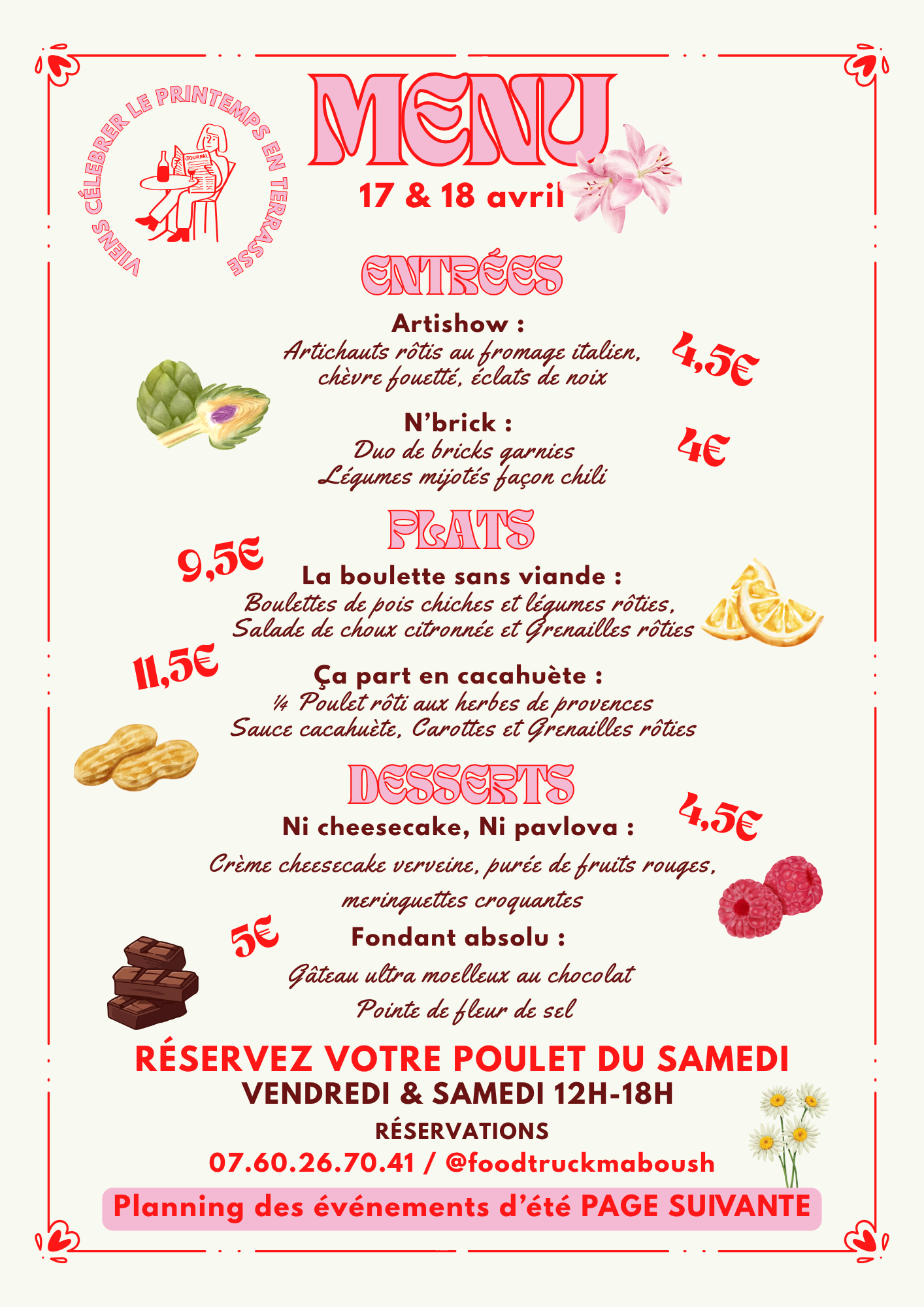 Menu Hebdomadaire Avril