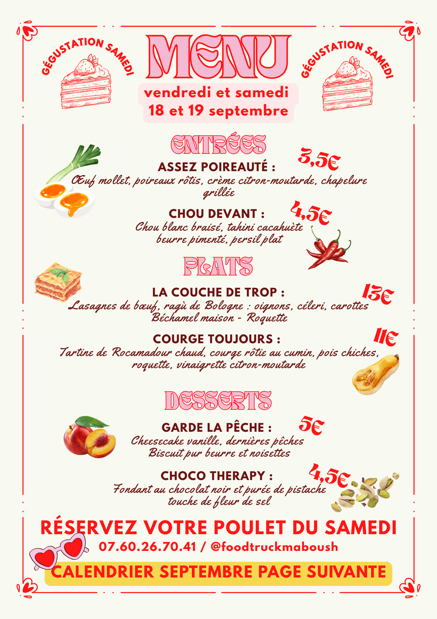 Menu de rentrée septembre