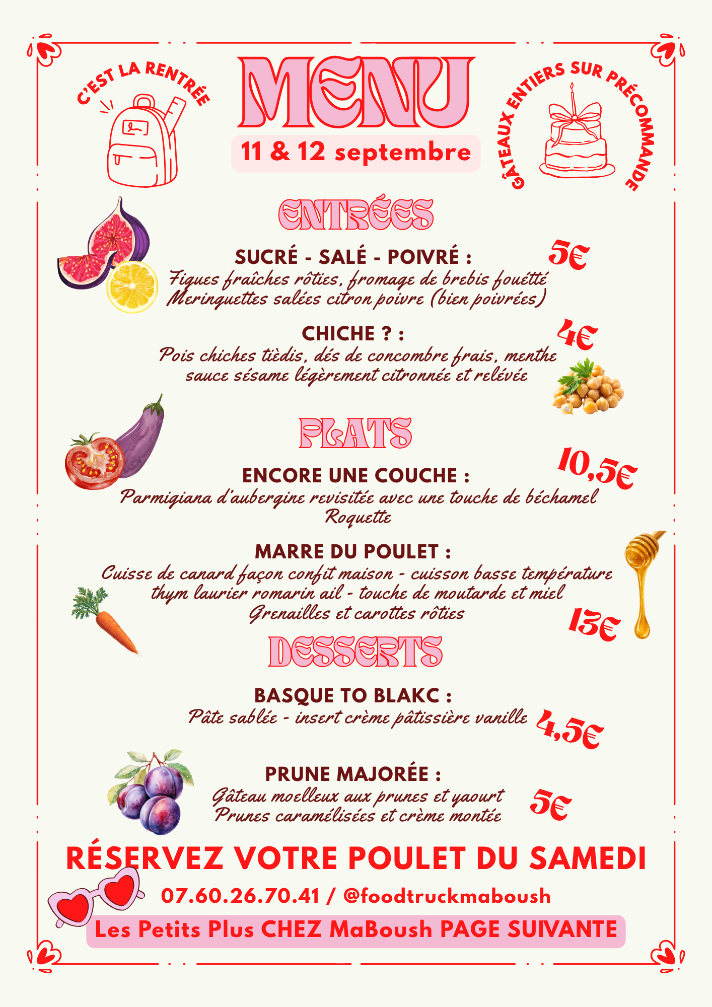 Menu de rentrée septembre