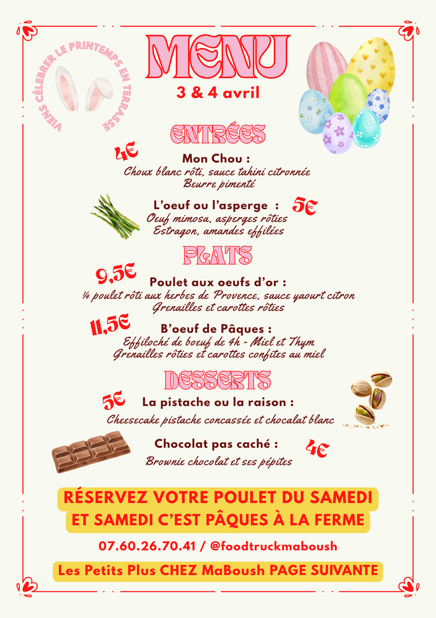 Menu spécia Pâques