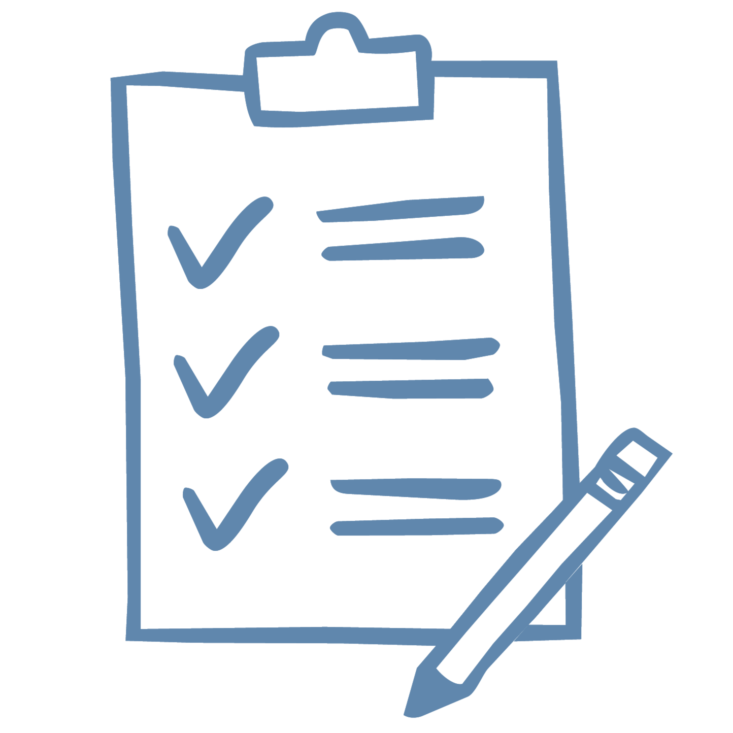 A checklist representing the questionnaire that students and parents fill out.