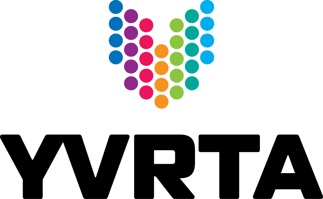 YVRTA Logo Concept: multi-colored array of dots forming an abstract symbol