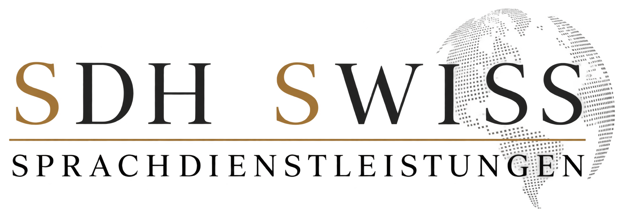 Logo der SDH Swiss, bestehend aus Text und einem stilisierten Weltkugel im Hintergrund.
