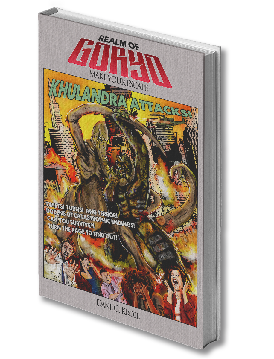 Book cover for Realm of Goryo: Khulandra Attacks!, an illustrated monster attack adventure by Dane G. Kroll.