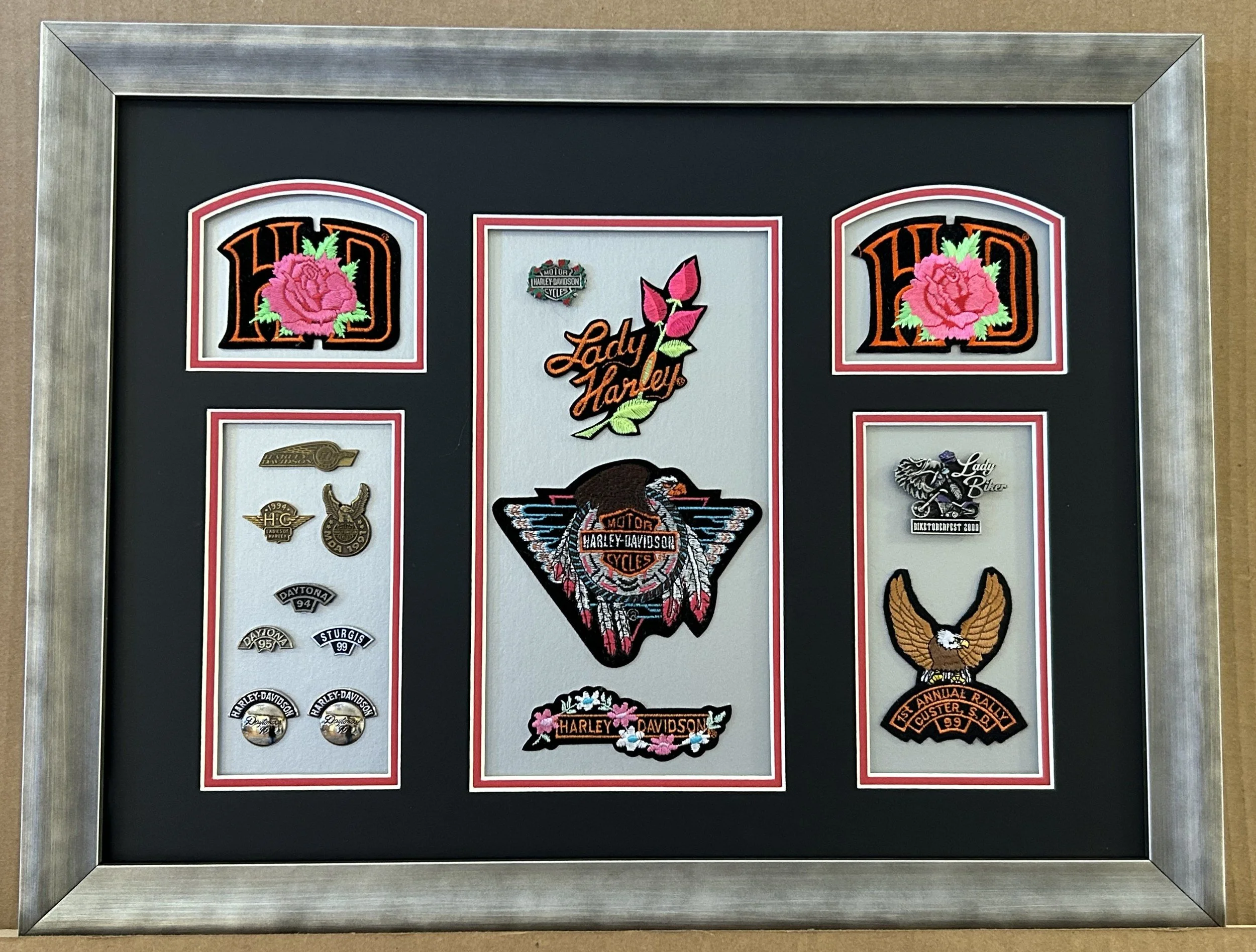 framed-harley-davidson-patch-and-pin-collection-caran-art-and-frame.jpg