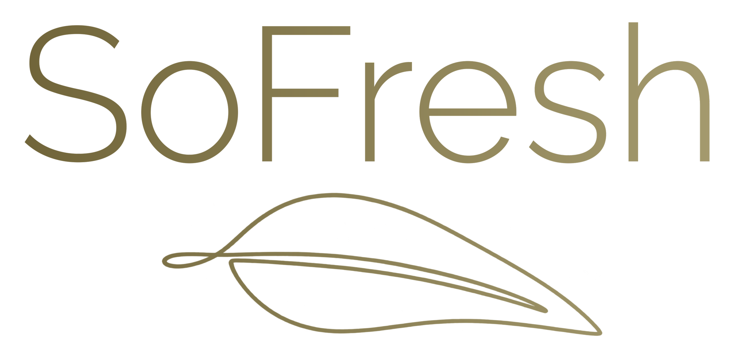 SoFresh logo with line drawing of a leaf in green underneath